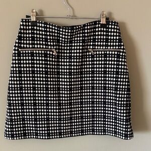 LOFT Black and White Mini Skirt with Zips Pockets